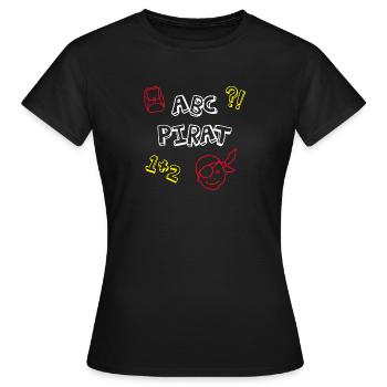 ABC Pirate School Enrollation School Comic Kids Celebration - T-shirt Femme - noir - Devant - AI Model Female 172 dark (172cm)