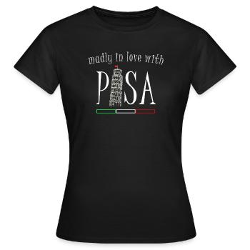 Verliebt in Pisa, Handzeichnung, schiefer Turm - Frauen T-Shirt - Schwarz - Vorne - AI Model Female 172 dark (172cm)