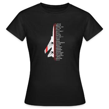 Phonetic alphabet - T-shirt Femme - noir - Devant - AI Model Female 172 dark (172cm)