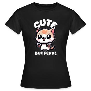 Cute but wild cat - Women's T-Shirt - black - Front - AI Model Female 172 dark (172cm)