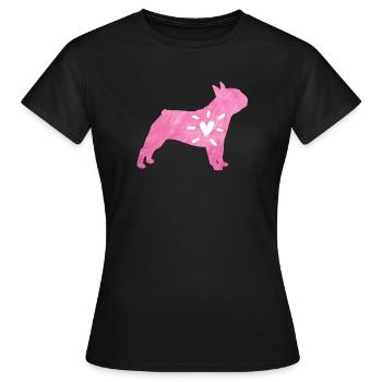 Mops Herz Liebe Fell Hund Wauwau rosa Tierliebe - Frauen T-Shirt - Schwarz - Vorne - AI Model Female 172 dark (172cm)