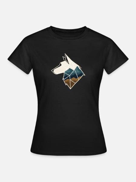 Loup géométrique - T-shirt Femme - noir