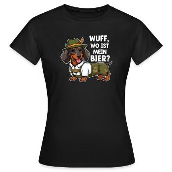 Wuff, wo ist mein Bier ? - Frauen T-Shirt - Schwarz - Vorne - AI Model Female 172 dark (172cm)