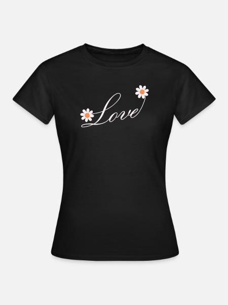 Blumenliebe Skript Design - Frauen T-Shirt - Schwarz