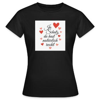 Liebesbotschaft mit Herzmotiven - Frauen T-Shirt - Schwarz - Vorne - AI Model Female 172 dark (172cm)