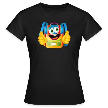 Lustiger Comic-Schulranzen mit Daumen hoch - Frauen T-Shirt - Schwarz - Vorne - AI Model Female 172 dark (172cm)