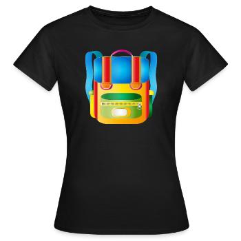 Bunter Retro-Schulranzen für coole Kids - Frauen T-Shirt - Schwarz - Vorne - AI Model Female 172 dark (172cm)