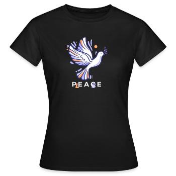 Friedenstaube mit Olive in Pastellfarben - Frauen T-Shirt - Schwarz - Vorne - AI Model Female 172 dark (172cm)