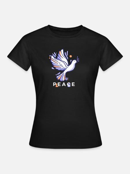 Friedenstaube mit Olive in Pastellfarben - Frauen T-Shirt - Schwarz