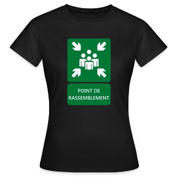 assembly point sign, signage - Women's T-Shirt - black - Front - AI Model Female 172 dark (172cm)