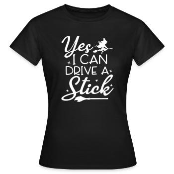 Illustration fantaisiste sorcière balai-balai - T-shirt Femme - noir - Devant - AI Model Female 172 dark (172cm)