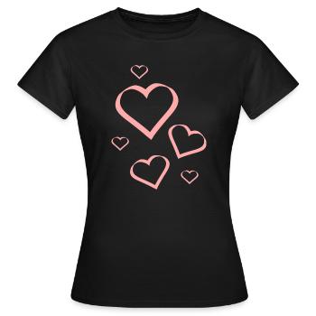 Cœur rose motif cœur cadeau - T-shirt Femme - noir - Devant - AI Model Female 172 dark (172cm)