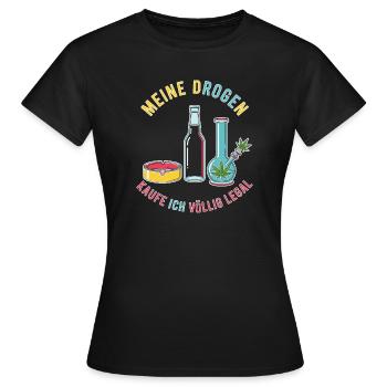 Mes drogues – tout à fait légales ! - T-shirt Femme - noir - Devant - AI Model Female 172 dark (172cm)