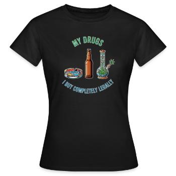Mes drogues – tout à fait légales ! - T-shirt Femme - noir - Devant - AI Model Female 172 dark (172cm)