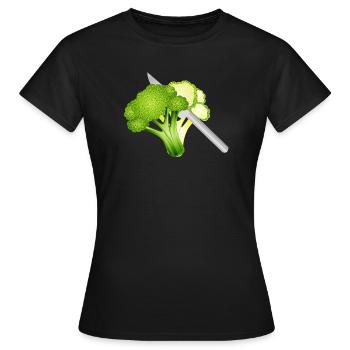 Brokkoli Motiv geschnitten – stylisch & knackig - Frauen T-Shirt - Schwarz - Vorne - AI Model Female 172 dark (172cm)