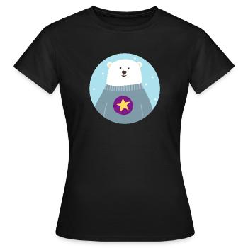 Polar Bear Star Pôle Nord polaire Pépinière skandi - T-shirt Femme - noir - Devant - AI Model Female 172 dark (172cm)