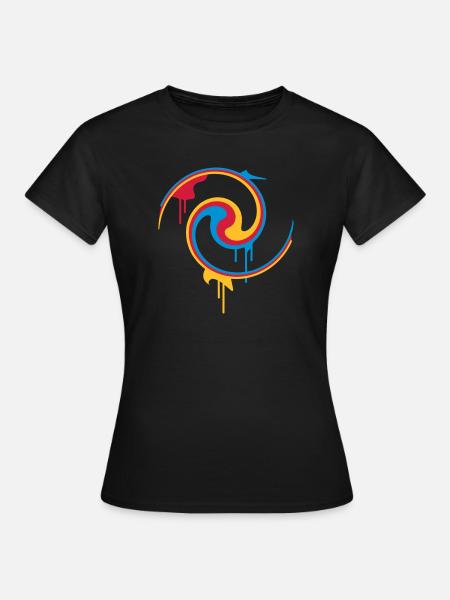 Bunte Farbspirale mit Graffiti-Stil - Frauen T-Shirt - Schwarz