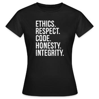 ethics respect code honesty integrity - Women's T-Shirt - black - Front - AI Model Female 172 dark (172cm)