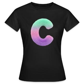 Lettre C aspect fourrure et dégradé de couleurs - T-shirt Femme - noir - Devant - AI Model Female 172 dark (172cm)