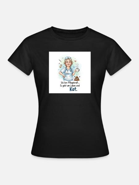 Pflegekraft Humorisches Design mit Kaffee - Frauen T-Shirt - Schwarz