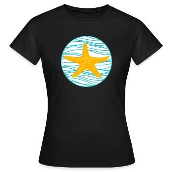 Étoile de mer Vagues Cercle Lac Mer Étoile Maritime Bande dessinée - T-shirt Femme - noir - Devant - AI Model Female 172 dark (172cm)