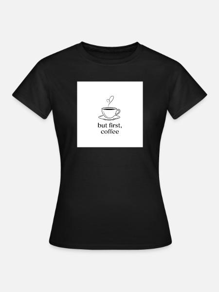Minimalistischer Kaffee mit Herz - Frauen T-Shirt - Schwarz