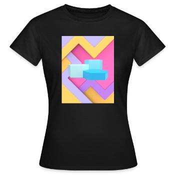 Pastellfarbenes geometrisches Pod-Design - Frauen T-Shirt - Schwarz - Vorne - AI Model Female 172 dark (172cm)
