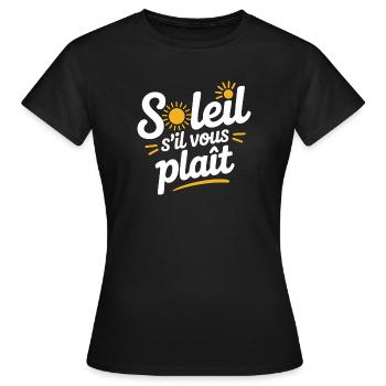 Soleil s'il vous tresse - heure d'été - T-shirt Femme - noir - Devant - AI Model Female 172 dark (172cm)
