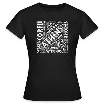 Greece city typography layout map  - Women's T-Shirt - black - Front - AI Model Female 172 dark (172cm)