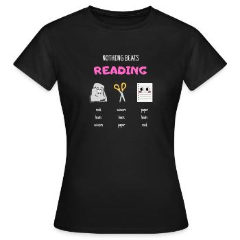 Nothing Beats Reading Rock Paper Scissors - Women's T-Shirt - black - Front - AI Model Female 172 dark (172cm)