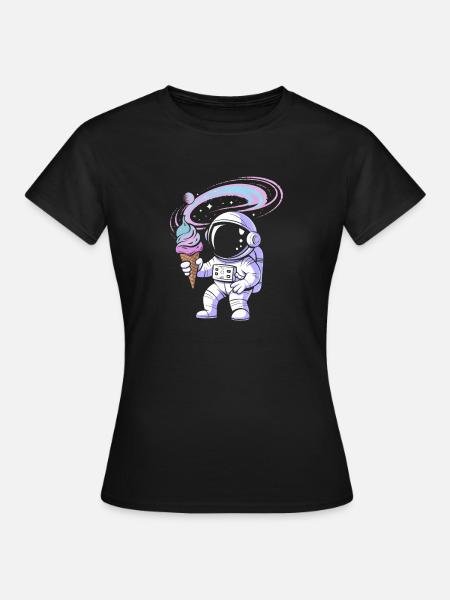 Weltraum-Astronaut mit Eis - Frauen T-Shirt - Schwarz
