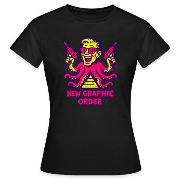 New Graphic Order Supermotiv - Frauen T-Shirt - Schwarz - Vorne - AI Model Female 172 dark (172cm)