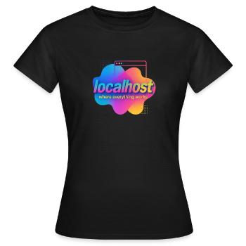 Localhost Buntes Grafik-T-Shirt für Entwickler - Frauen T-Shirt - Schwarz - Vorne - AI Model Female 172 dark (172cm)