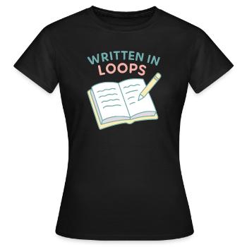 Lo-Fi Vibes Shirt – Written in Loops Design - Frauen T-Shirt - Schwarz - Vorne - AI Model Female 172 dark (172cm)
