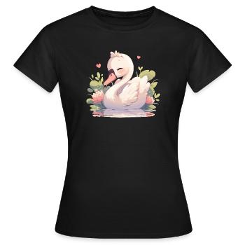 Schwäne Schwan - Frauen T-Shirt - Schwarz - Vorne - AI Model Female 172 dark (172cm)