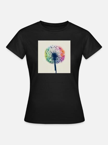Bunter Pusteblumen-Aquarell - Frauen T-Shirt - Schwarz
