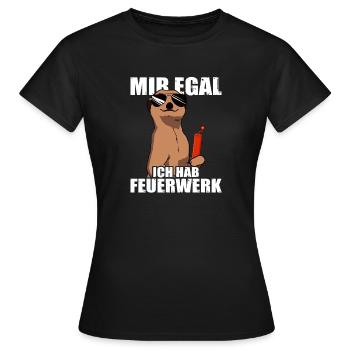 Mir egal ich hab Feuerwerk Pyrotechniker Böllern - Frauen T-Shirt - Schwarz - Vorne - AI Model Female 172 dark (172cm)