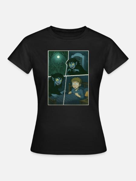 Nächtlicher Besuch - Frauen T-Shirt - Schwarz