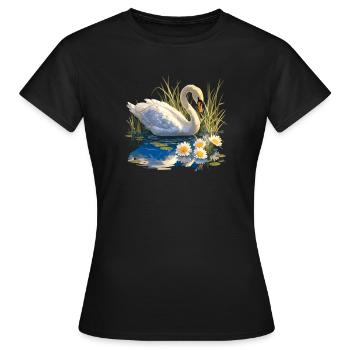 Schwäne Schwan - Frauen T-Shirt - Schwarz - Vorne - AI Model Female 172 dark (172cm)