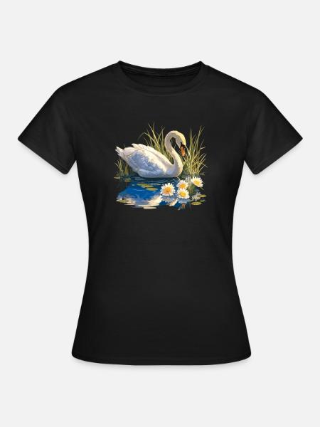 Schwäne Schwan - Frauen T-Shirt - Schwarz