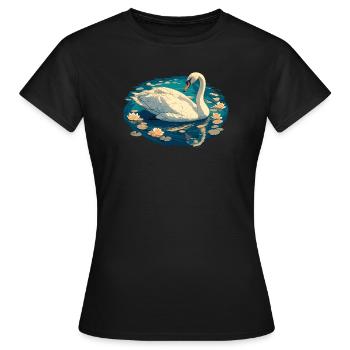 Schwäne Schwan - Frauen T-Shirt - Schwarz - Vorne - AI Model Female 172 dark (172cm)