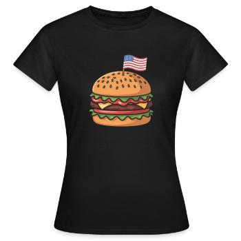  Cheeseburger Patriotic Independence Day 4th of - Frauen T-Shirt - Schwarz - Vorne - AI Model Female 172 dark (172cm)