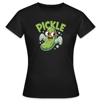 Personnage de dessin animé de cornichon drôle - T-shirt Femme - noir - Devant - AI Model Female 172 dark (172cm)