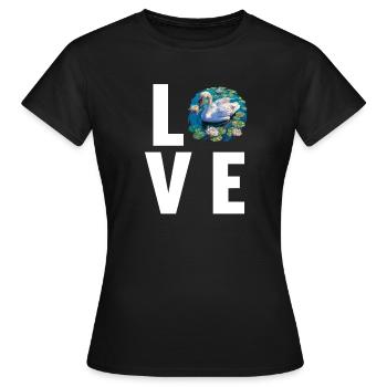 Schwäne Schwan - Frauen T-Shirt - Schwarz - Vorne - AI Model Female 172 dark (172cm)