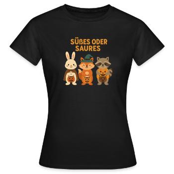 Süßes oder Saures - Waldtiere - Frauen T-Shirt - Schwarz - Vorne - AI Model Female 172 dark (172cm)