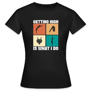 Kunstspringen Turmspringer Sprungbrett - Frauen T-Shirt - Schwarz - Vorne - AI Model Female 172 dark (172cm)