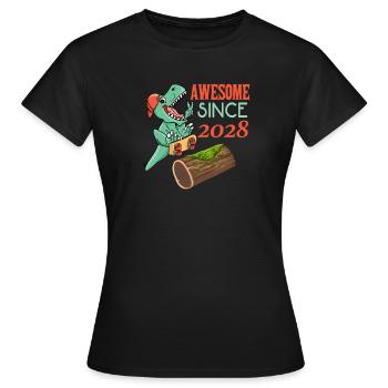 Dino Skater Geburtstag 2028 - Frauen T-Shirt - Schwarz - Vorne - AI Model Female 172 dark (172cm)