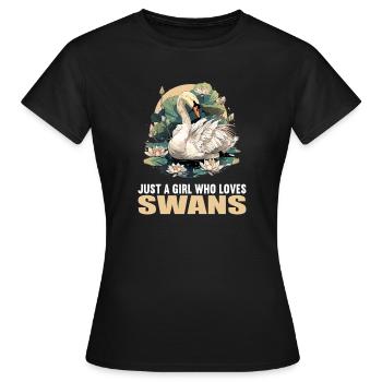 Schwäne Schwan - Frauen T-Shirt - Schwarz - Vorne - AI Model Female 172 dark (172cm)