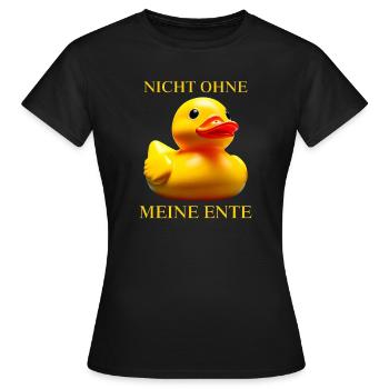 Badeente NICHT OHNE MEINE ENTE - Frauen T-Shirt - Schwarz - Vorne - AI Model Female 172 dark (172cm)