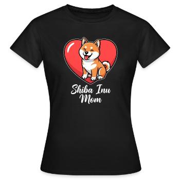 Shiba Inu Maman avec Cœur – Maman Chien Cadeau - T-shirt Femme - noir - Devant - AI Model Female 172 dark (172cm)